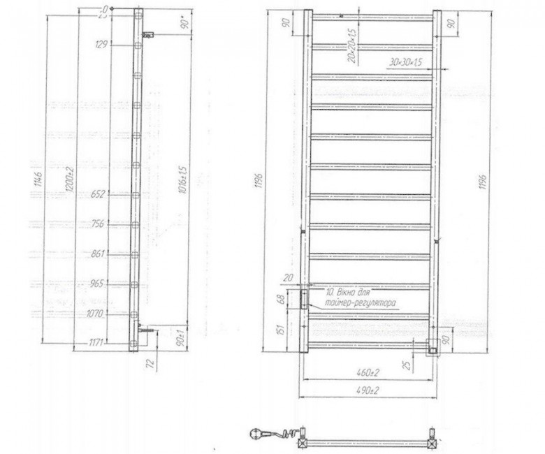 Рушникосушка  Токіо-I 1200х500/80 TR  л/п 2