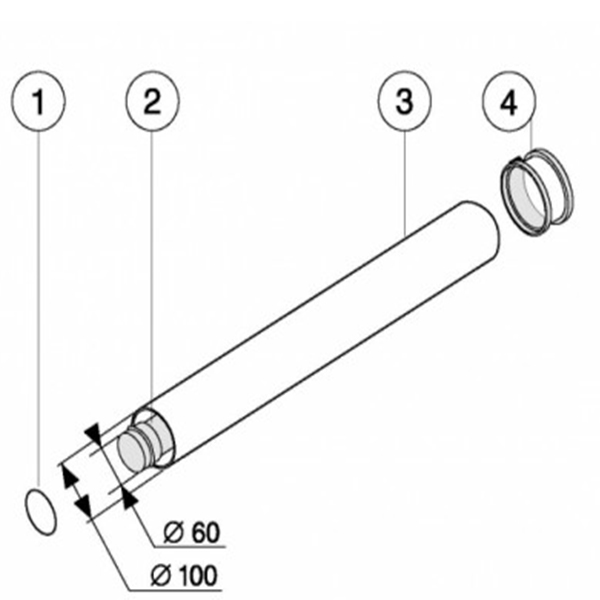 Труба концентрическая 60/100, 1 м 1