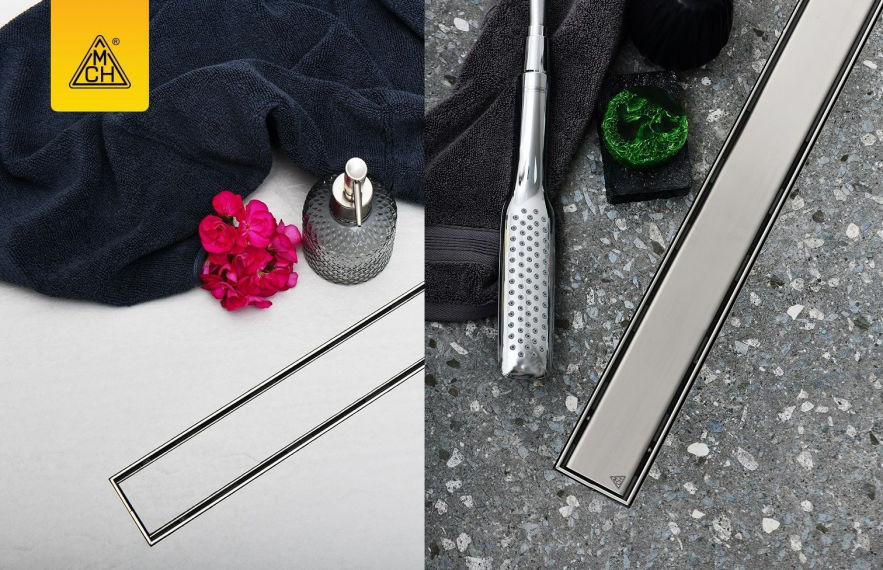 Душовий канал 850 мм з матовою решіткою Класік та Під плитку нержавіюча  кромка, DN50, 850 мм, CH 85 8