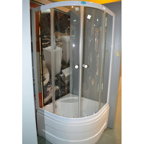 Душова кабіна з піддоном ROUND NEW, 90x90x200 см, напівкругла, прозора, хром. 1