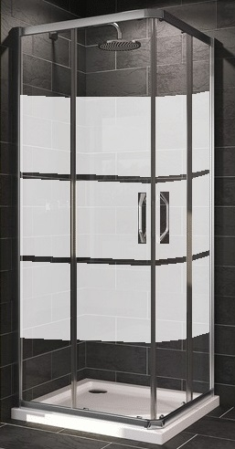 Душова кабiна SQUARE2  L.90xL.90xH.185cm, профiль хромований, скло частково матове, 6 мм 1