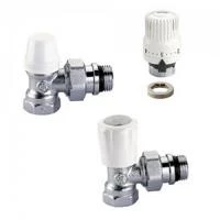 Комплект кутових радіаторних клапанів, подача+зворотка  1/2'' + термостат  CALEFFI